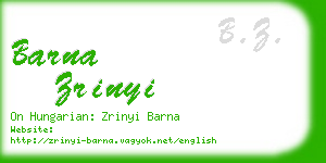 barna zrinyi business card